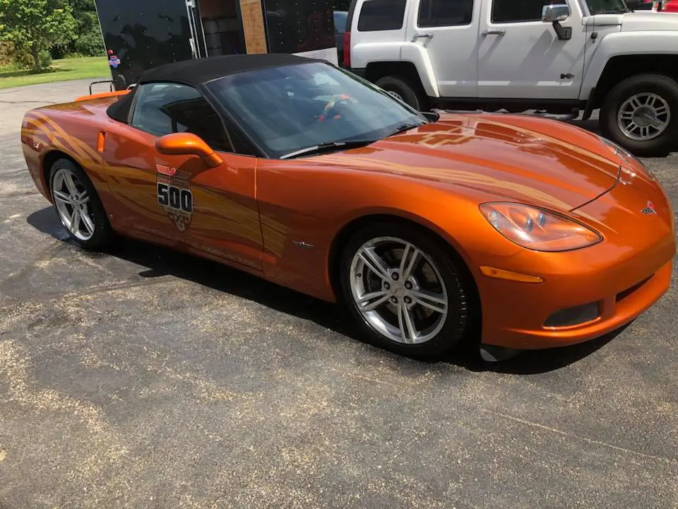 Freshly detailed orange Chevrolet corvette